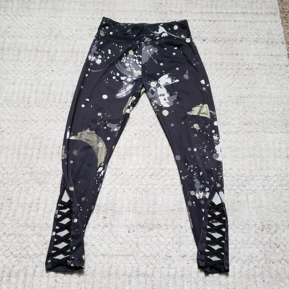 Justice Other - Justice Black and Gold White Splatter Print Leggings Size L 12-14